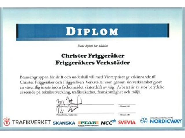 Diplomet for Vinterprisen